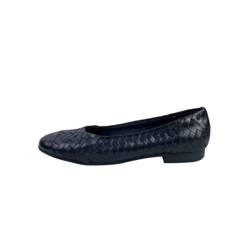 Sesto Meucci Women's Black Faux Leather Vegan Slip On Ballet Flats Shoes Size 10